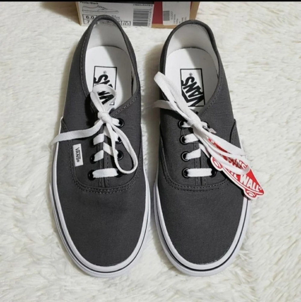 Vans Authentic Pewter Black Shoes Sz 7.5